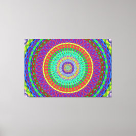 Mandala Circle Green Dots Stretched Canvas Print Leinwanddruck