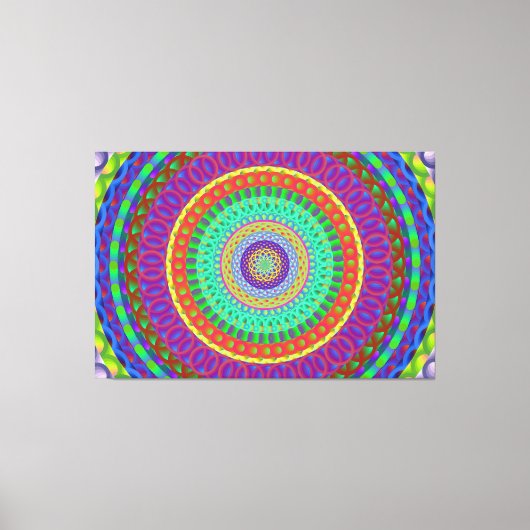 Mandala Circle Green Dots Stretched Canvas Print Leinwanddruck (Vorderseite)