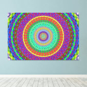 Mandala Circle Green Dots Stretched Canvas Print Leinwanddruck (Insitu (Holzboden))