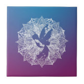Mandala Circle Lila Hummingbird Fliese (Vorderseite)