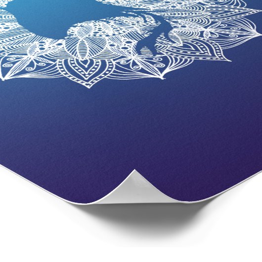 Mandala Circle Manta Ray Blue Poster (Ecke)