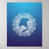 Mandala Circle Manta Ray Blue Poster (Vorne)