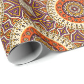 Mandala Circles Cream Burgundy und Orange Geschenkpapier (Rolleneckpunkt)