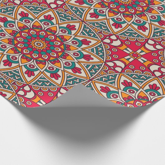 Mandala Circles Red Yellow Blue Geschenkpapier (Ecke)