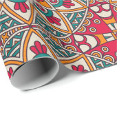 Mandala Circles Red Yellow Blue Geschenkpapier (Rolleneckpunkt)