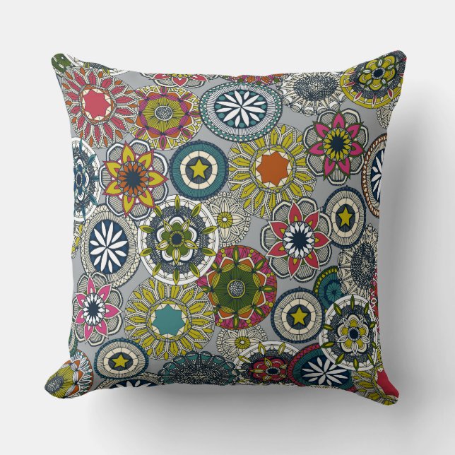Mandala Cirque Festival Silber Kissen (Vorderseite)