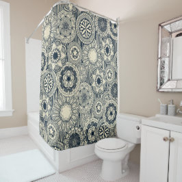 Mandala cirque indigo Creme Duschvorhang