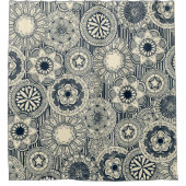 Mandala cirque indigo Creme Duschvorhang (Vorderseite)