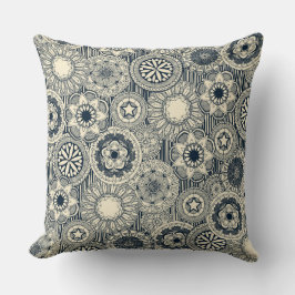 Mandala cirque indigo Creme Kissen