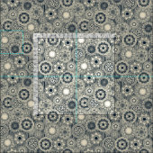 Mandala cirque indigo Creme Stoff (Kachel)