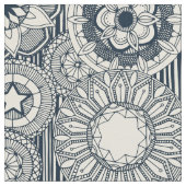 Mandala cirque indigo Creme Stoff (Nahaufnahme)