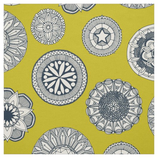 Mandala Cirque Spot Chartreuse Stoff (Muster)