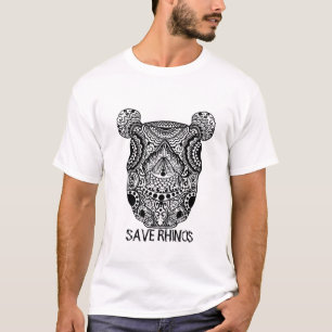 Mandala classic rette unsere Nashörner T-Shirt