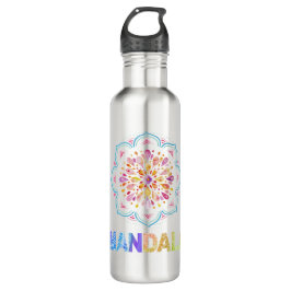 MANDALA COLORED LOTUS BLUME EDELSTAHLFLASCHE