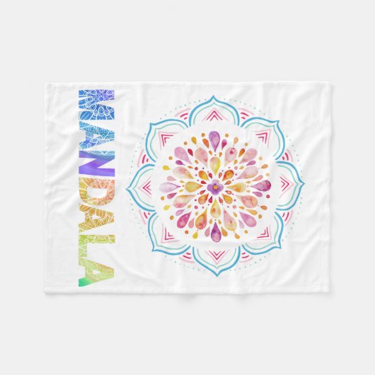 MANDALA COLORED LOTUS BLUME FLEECEDECKE (Vorderseite (Horizontal))