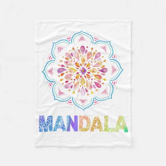 MANDALA COLORED LOTUS BLUME FLEECEDECKE (Vorderseite)