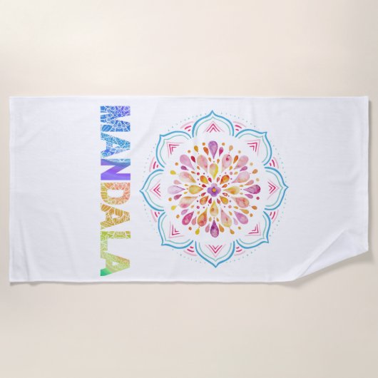 MANDALA COLORED LOTUS BLUME STRANDTUCH (Vorderseite)