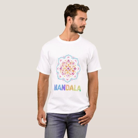 MANDALA COLORED LOTUS BLUME T-Shirt (Vorne ganz)