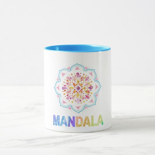 MANDALA COLORED LOTUS BLUME TASSE (Zentrum)