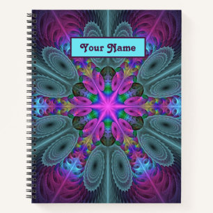 Mandala Colorful Fraktal Art Kaleidoskop Name Notizblock