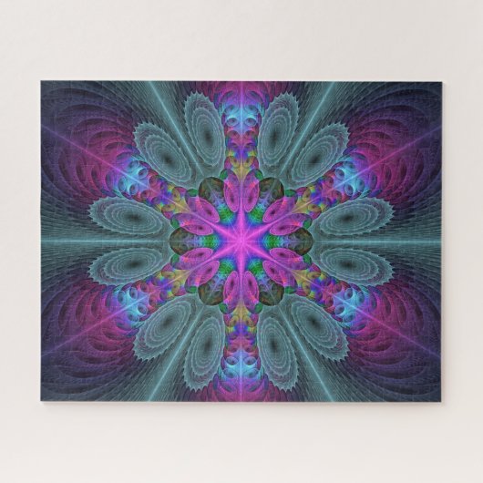 Mandala Colorful Spirituelles Fraktal Kunst, Dicht Puzzle (Horizontal)