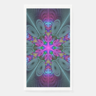 Mandala Colorful Spirituelles Fraktal Kunst, Dicht Serviette
