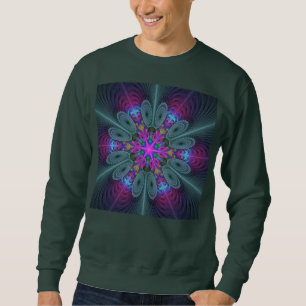 Mandala Colorful Spirituelles Fraktal Kunst, Dicht Sweatshirt