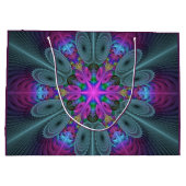 Mandala Colorful Strickendes Fraktal Kunst Kaleido Große Geschenktüte (Rückseite)