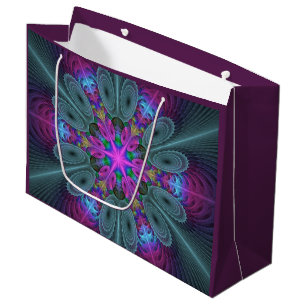 Mandala Colorful Strickendes Fraktal Kunst Kaleido Große Geschenktüte