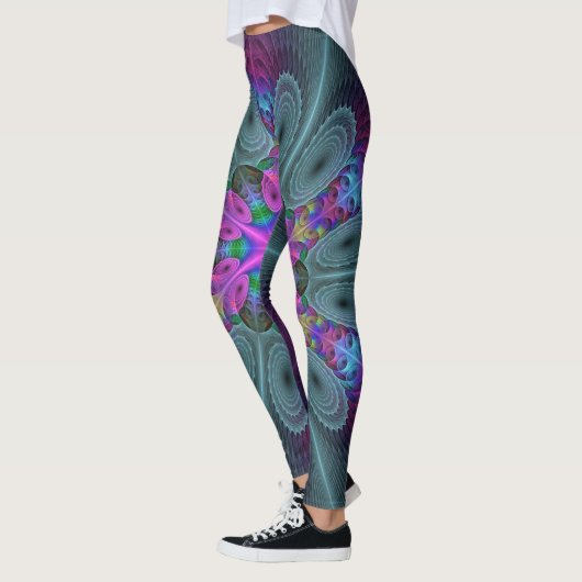 Mandala Colorful Strickendes Fraktal Kunst Kaleido Leggings (Links)