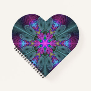 Mandala Colorful Strickendes Fraktal Kunst Kaleido Notizblock