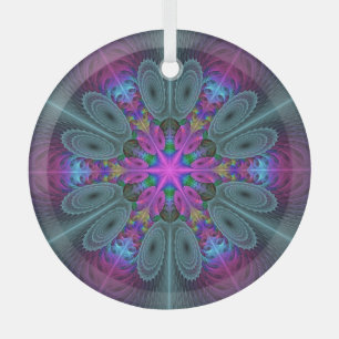 Mandala Colorful Strickendes Fraktal Kunst Kaleido Ornament Aus Glas