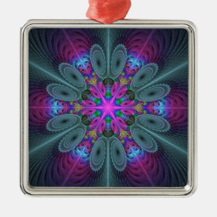 Mandala Colorful Strickendes Fraktal Kunst Kaleido Ornament Aus Metall