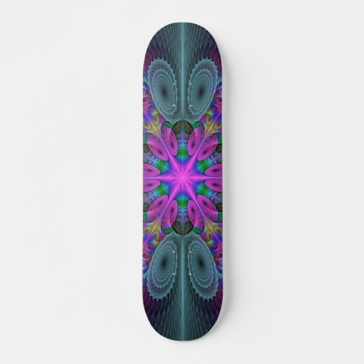 Mandala Colorful Strickendes Fraktal Kunst Kaleido Skateboard (Vorne)