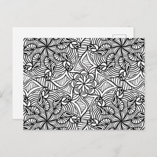 Mandala Coloring Abstrakt Pattern Postcard #1 Postkarte (Vorne/Hinten)