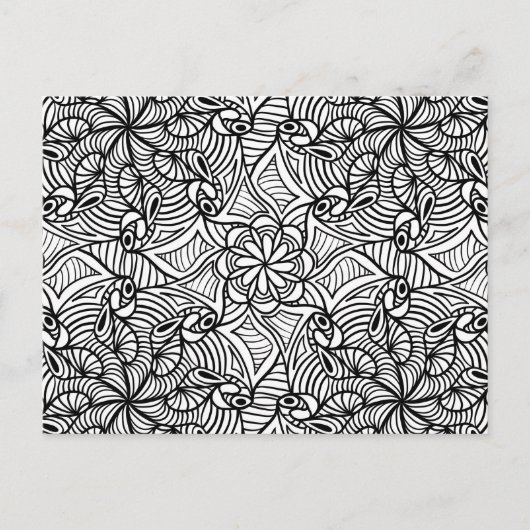 Mandala Coloring Abstrakt Pattern Postcard #1 Postkarte (Vorderseite)