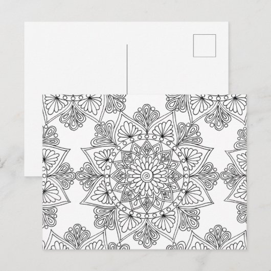 Mandala Coloring Floral Pattern Postkarte (Vorne/Hinten)