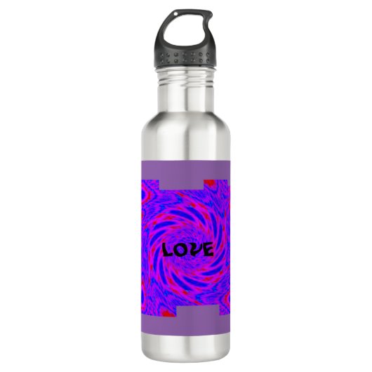 Mandala-colorpink-blau-LIEBE-Kaleidoskop RMDESIGN Edelstahlflasche (Vorderseite)