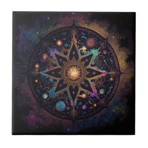 Mandala Cosmic Visionary Art Keramik Tile Fliese