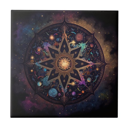 Mandala Cosmic Visionary Art Keramik Tile Fliese (Vorderseite)