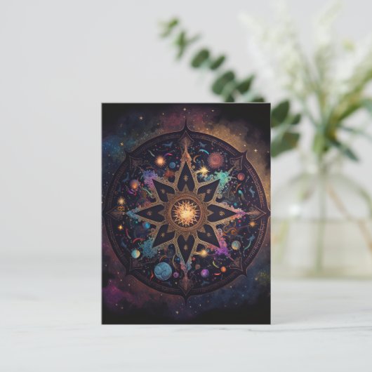 Mandala Cosmic Visionary Art Postcard Postkarte (Stehend Vorderseite)