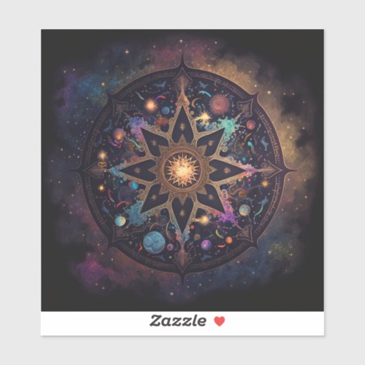 Mandala Cosmic Visionary Art Sticker (Blatt)
