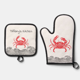 Mandala Crab Ofenhandschuh & Topflappen-Set