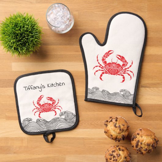 Mandala Crab Ofenhandschuh & Topflappen-Set (Oben Unten)