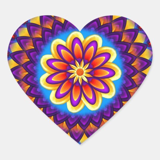Mandala Dahlia Herz-Aufkleber (Vorderseite)
