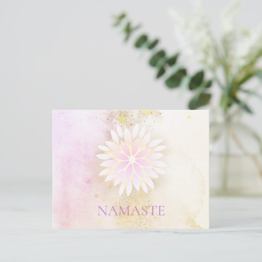 *~* Mandala Dahlia Pastel Lavender Peach AP2 Postkarte (Stehend Vorderseite)