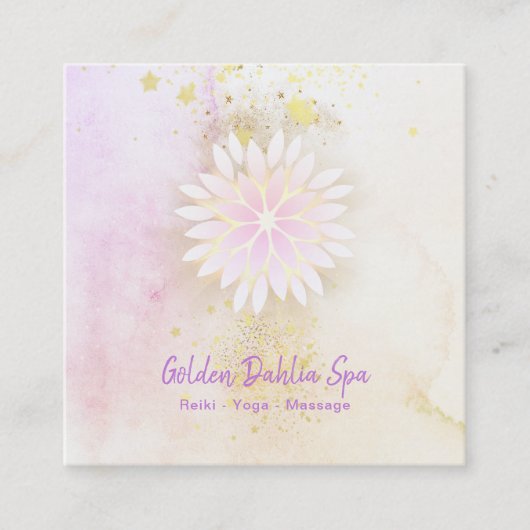 *~* Mandala Dahlia Pastel Lavender Peach AP2 Quadratische Visitenkarte (Vorderseite)