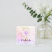 *~* Mandala Dahlia Pastel Lavender Pink Quadratische Visitenkarte (Stehend Vorderseite)