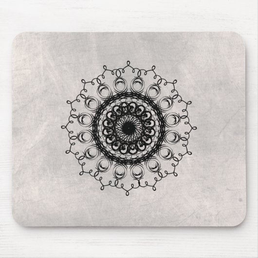 Mandala Damask Black and White Yoga Mousepad (Vorne)