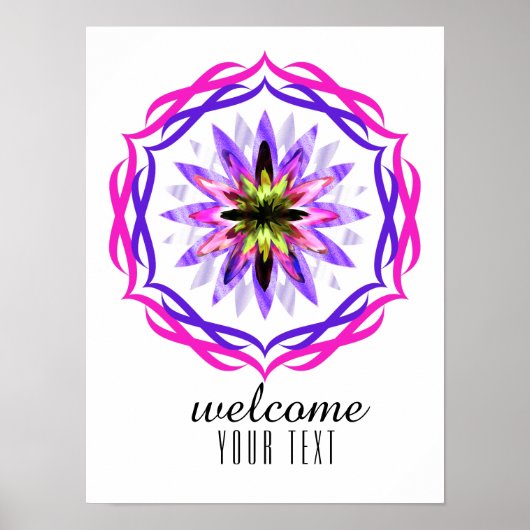 Mandala Damask Herzlich Willkommen in Lotus Blume Poster (Vorne)